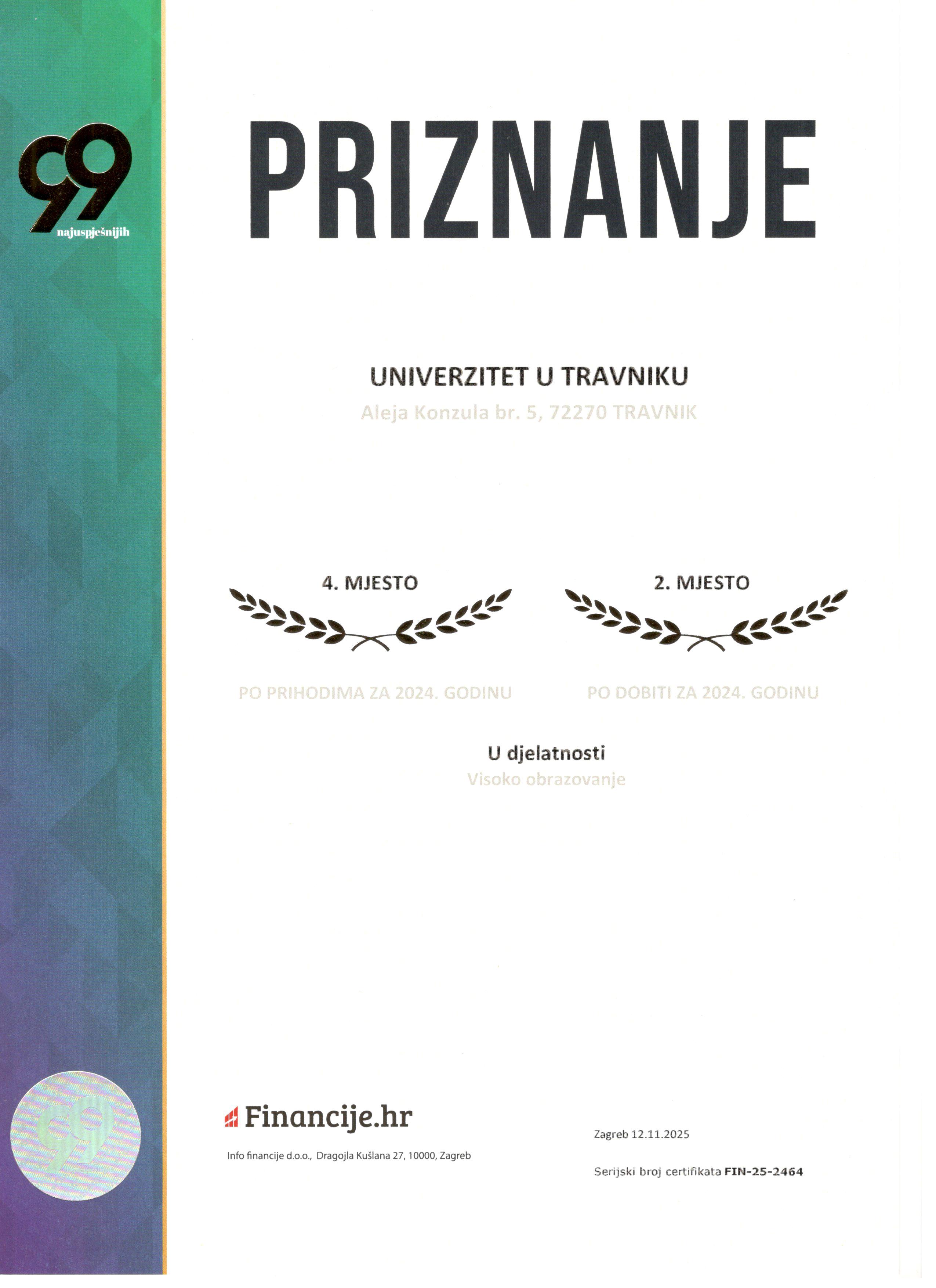 Priznanje UNT